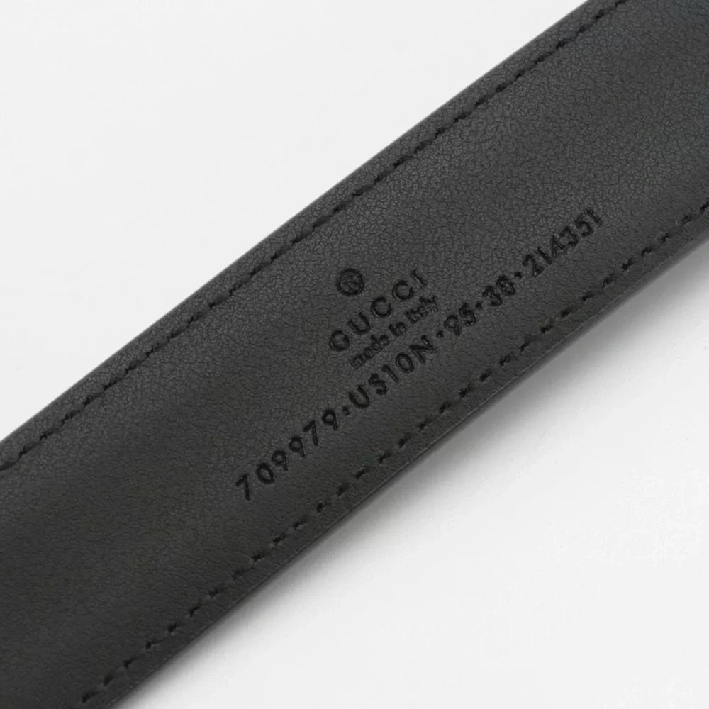 Gucci Black Leather Belt with Floral Silver Buckle